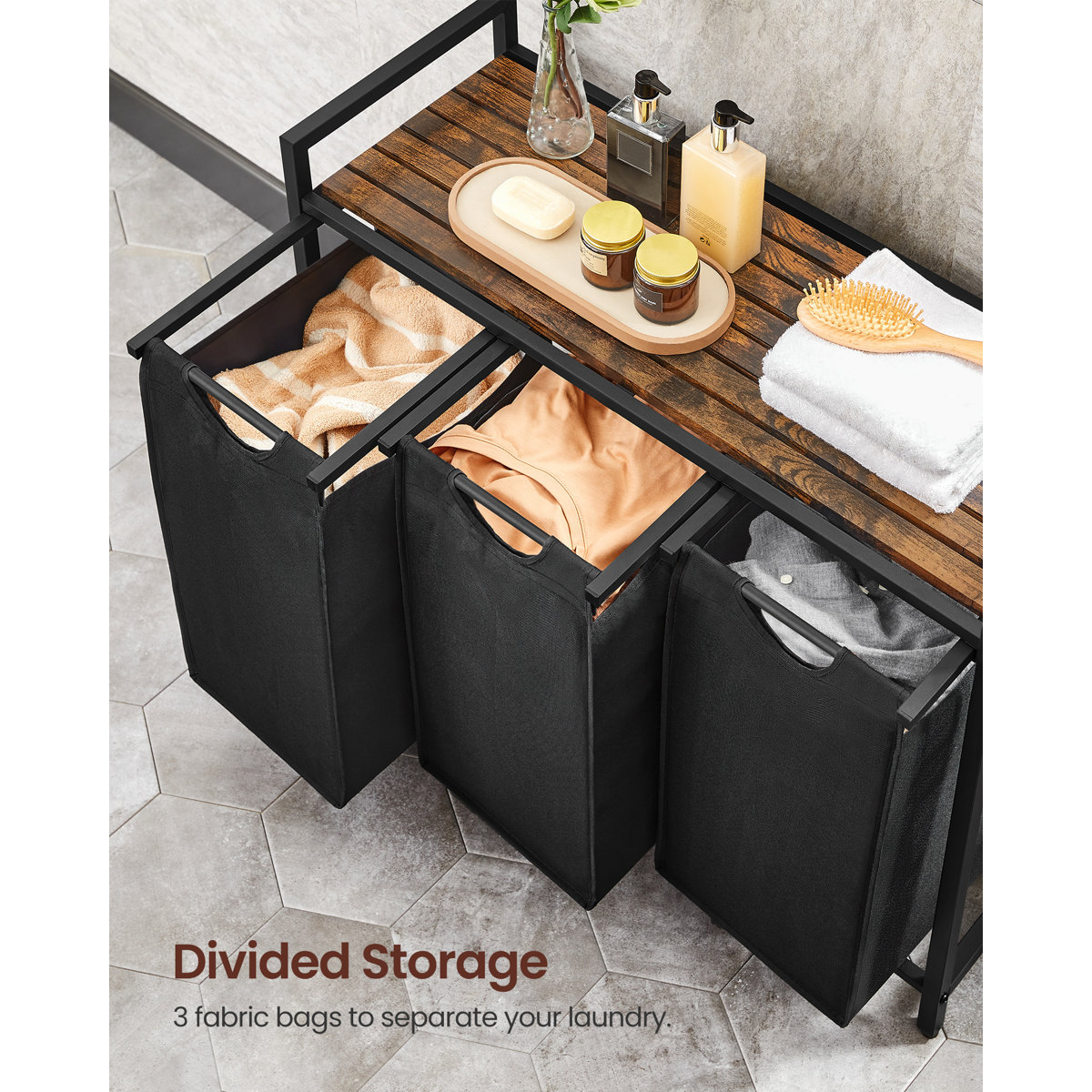 Laundry Hamper with 3 Pull-Out and Removable Bags